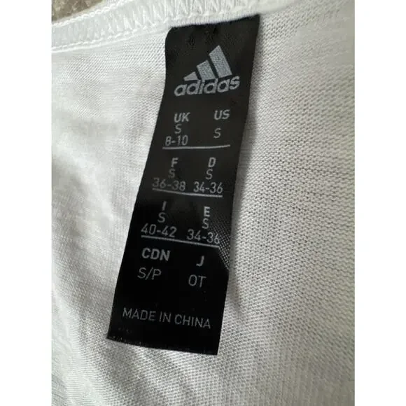 Adidas Womens White Cropped Tank Top Drawstring Hem Athletic Workout Small - Picture 6 of 12